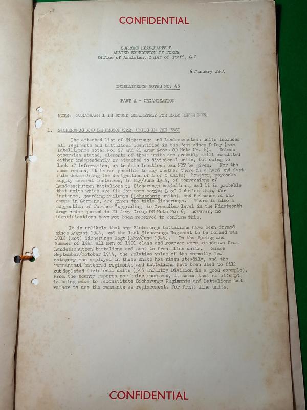 BRITISH INTELLIGENCE FILE- GERMAN ARMED FORCES IN THE WEST