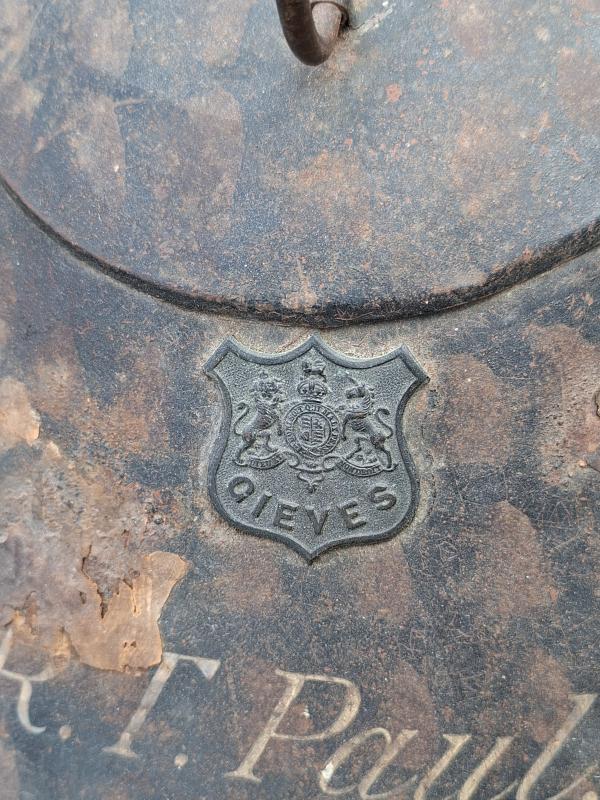ROYAL NAVY OVERSEAS SERVICE HELMET & TIN