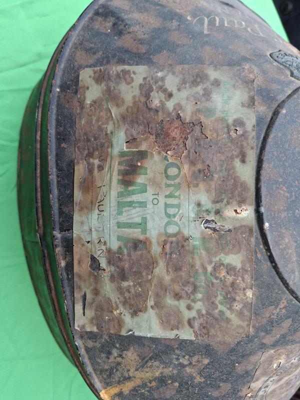 ROYAL NAVY OVERSEAS SERVICE HELMET & TIN