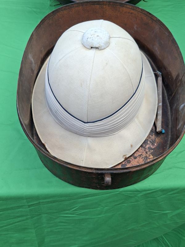 ROYAL NAVY OVERSEAS SERVICE HELMET & TIN