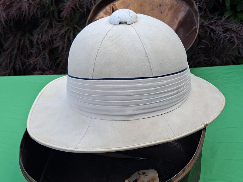 ROYAL NAVY OVERSEAS SERVICE HELMET & TIN
