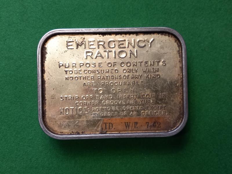 EMERGENCY RATION TIN / EARLY 1942 DATE