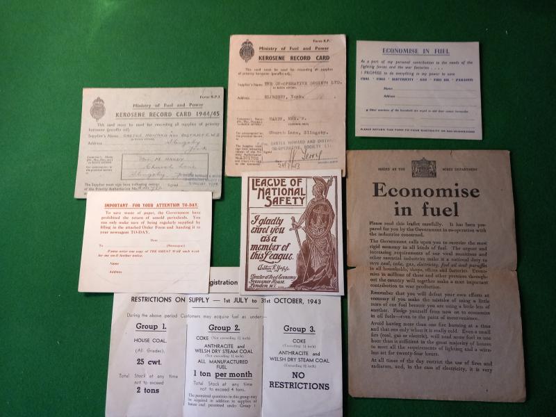 HOME FRONT FUEL / RATIONING DOCUMENTS LOT