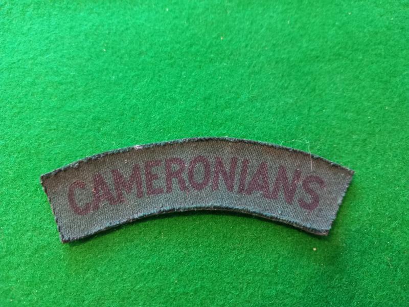 PRINTED CAMERONIANS  CLOTH SHOULDER TITLE.